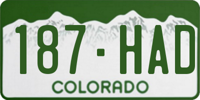 CO license plate 187HAD