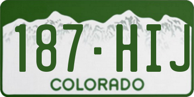 CO license plate 187HIJ