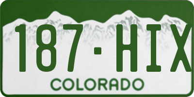 CO license plate 187HIX