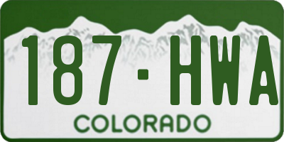 CO license plate 187HWA