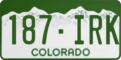 CO license plate 187IRK