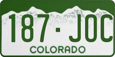 CO license plate 187JOC