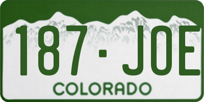 CO license plate 187JOE