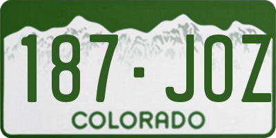 CO license plate 187JOZ