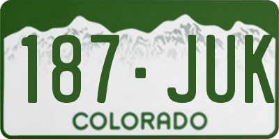 CO license plate 187JUK