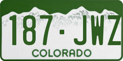 CO license plate 187JWZ