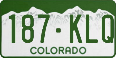 CO license plate 187KLQ