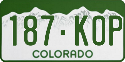 CO license plate 187KOP