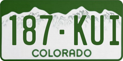 CO license plate 187KUI