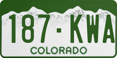 CO license plate 187KWA