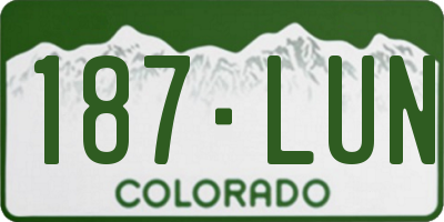 CO license plate 187LUN