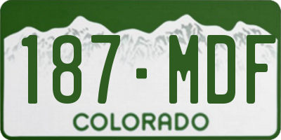 CO license plate 187MDF