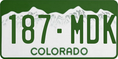 CO license plate 187MDK