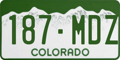 CO license plate 187MDZ