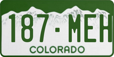 CO license plate 187MEH