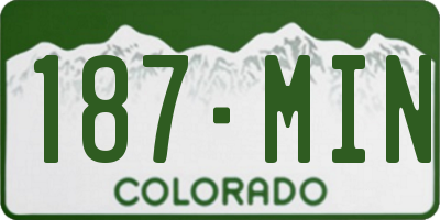 CO license plate 187MIN