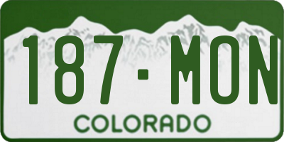 CO license plate 187MON