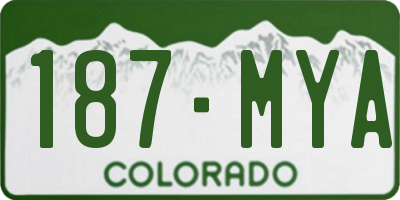 CO license plate 187MYA