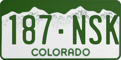 CO license plate 187NSK