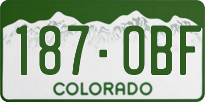 CO license plate 187OBF