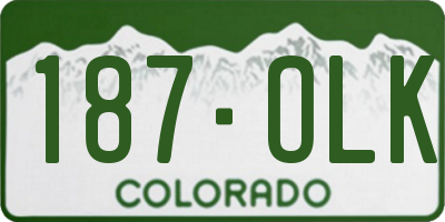 CO license plate 187OLK