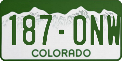 CO license plate 187ONW