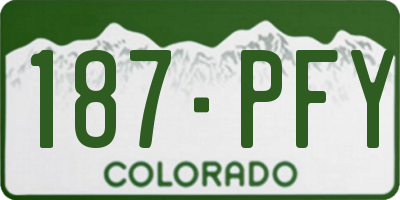 CO license plate 187PFY
