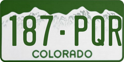 CO license plate 187PQR