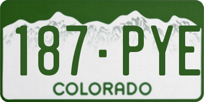 CO license plate 187PYE