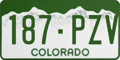 CO license plate 187PZV