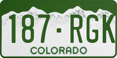 CO license plate 187RGK