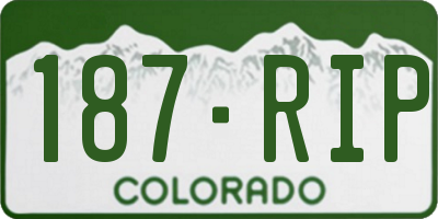 CO license plate 187RIP