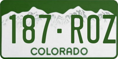 CO license plate 187ROZ