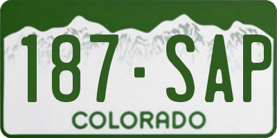 CO license plate 187SAP