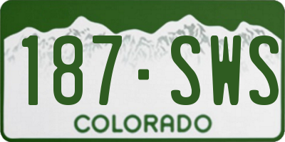 CO license plate 187SWS