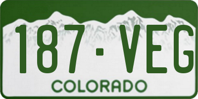 CO license plate 187VEG