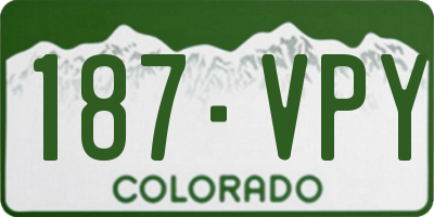 CO license plate 187VPY
