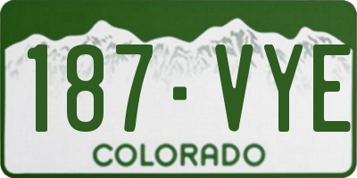 CO license plate 187VYE