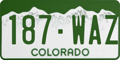 CO license plate 187WAZ