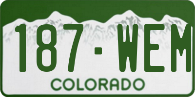 CO license plate 187WEM