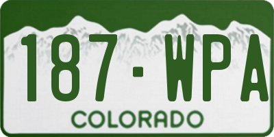 CO license plate 187WPA