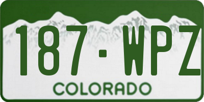 CO license plate 187WPZ