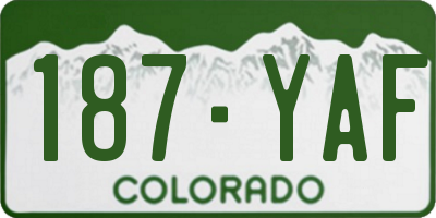 CO license plate 187YAF