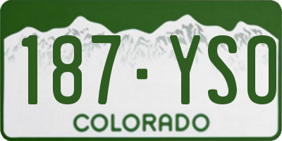 CO license plate 187YSO