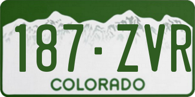 CO license plate 187ZVR