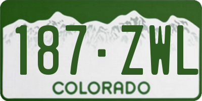 CO license plate 187ZWL