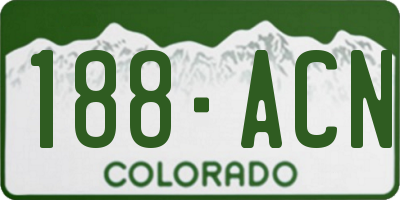 CO license plate 188ACN