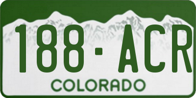 CO license plate 188ACR
