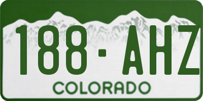CO license plate 188AHZ