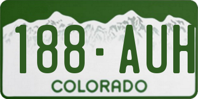 CO license plate 188AUH